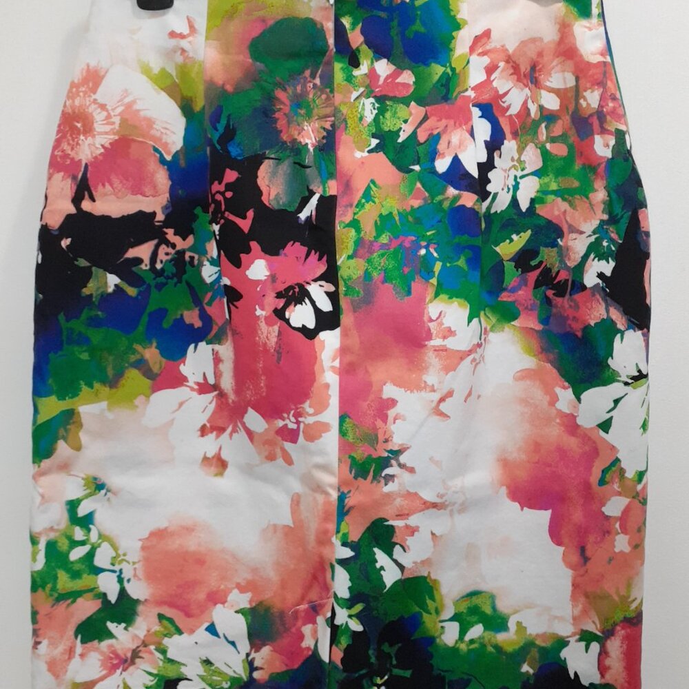 Worthington Pencil Skirt Womens Size 6 Multicolor Floral Cotton Blend Knee Lengt - Picture 2 of 10